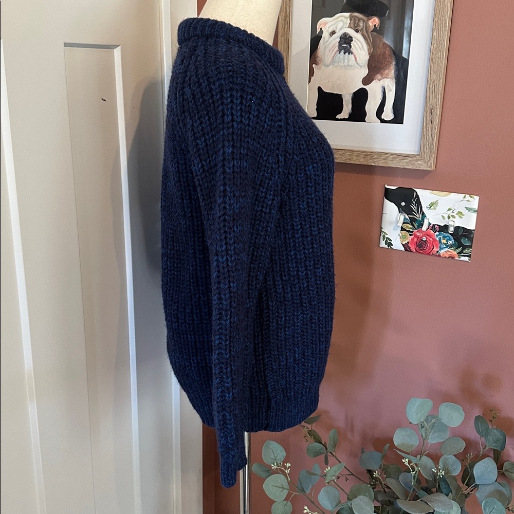 Vintage Cornish Jumpers Pure Wool Navy Royal Blue Women's M collar Sweater - Picture 6 of 13